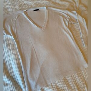 Michael Lauren Soft White V-Neck Sweater